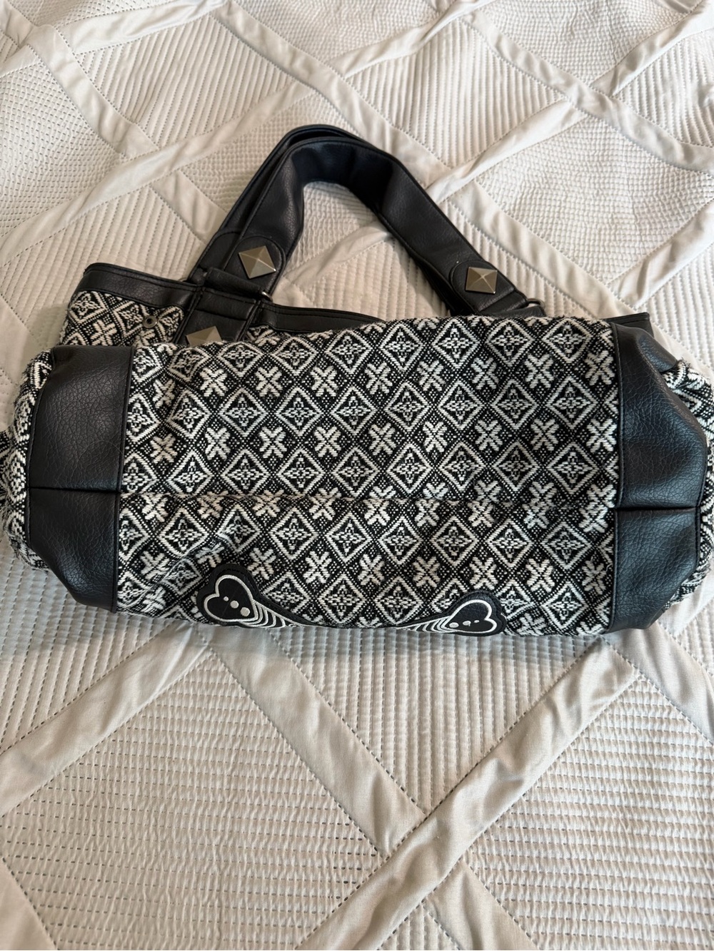 Loungefly Black & White Sugar Skull Shoulder Bag with Stud Accents - Picture 4 of 10